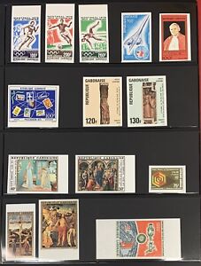 Gabon, 1970's-1980's Lot of 23 Diff. Imperforate Stamps, Very Fine, Never Hinged