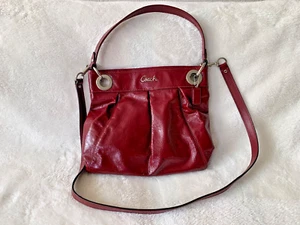 Pre-owned Red Coach Poppy Patent Leather Handbag Crossbody - Picture 1 of 13