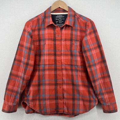 Camisa REI para mujer M Wallace Lake franela a cuadros abotonada algodón orgánico naranja Foto 1 de 4