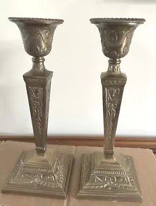 Vintage Andrea by Sadek Brass Candlestick Candleholders 10" Tall Set of 2 - Picture 1 of 9