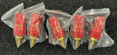 5pcs (Lot of 5) Binding posts BP30 Series RED, 30 A, 1 KV, Gold Plated Contacts