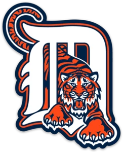 Detroit Tigers Tiger Mascot w/ Letter D Logo Type MLB Baseball Die-Cut MAGNET - Picture 1 of 1