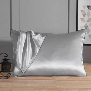 100% reine Seiden-Mulberry Kissenbezüge Anti-Falten Bettwäsche Kissenbezüge Grey - Bild 1 von 6