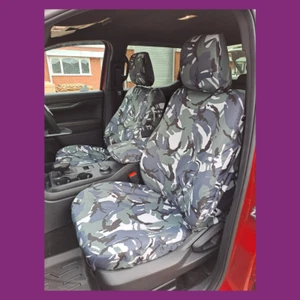 Tailored Waterproof Front Grey Camo Seat Covers for Ford Ranger Wildtrak 2022+ - Picture 1 of 1