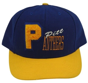 Vintage 90er University of Pittsburgh PITT Panthers Muskatnuss Letterman Druckknopflasche Mütze - Bild 1 von 10