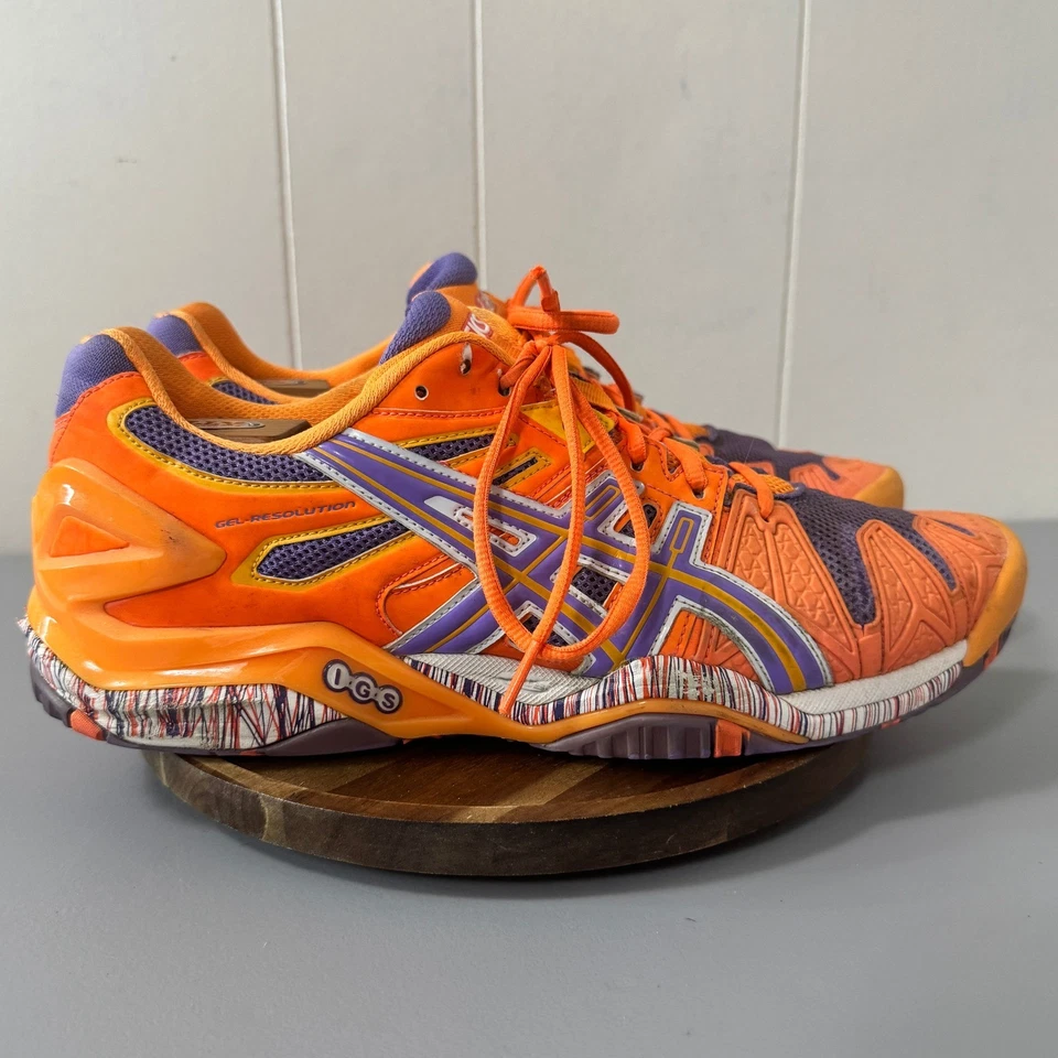 Asics Gel-Resolution Orange Purple Tennis Shoes Mens US 12 E350Y - Image 1 of 4