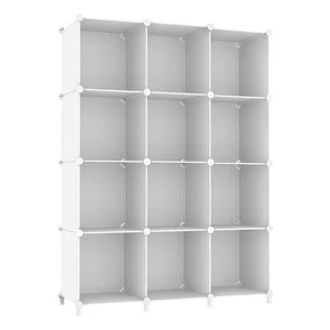 Cube Storage Organizer Storage 12 Cube Bookshelf DIY Plastic Closet Clothes S... - Picture 1 of 8