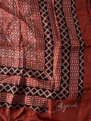 Bufanda de Diseñador Schiaparelli De Colección Geométrica Roja Negra Blanca Glentex Seda Rayón Foto 1 de 4