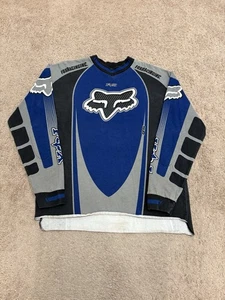 Vintage Fox Racing Motocross SuperCross AOP Jersey Size Medium Blue Long Sleeve - Picture 1 of 7