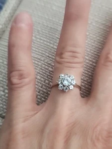 Vintage 10k Yellow Gold Aqua Blue Topaz Flower Ring 3g/size 5.25 - Picture 1 of 9