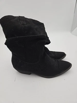 Botas vaqueras cortas Style Co negras de gamuza fruncidas para mujer talla 7,5 Dannaa Foto 1 de 4