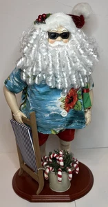 18” Santa Claus Hawaiian Shirt Beach Figure Umbrella Beach Chair Candy Canes - Picture 1 of 9