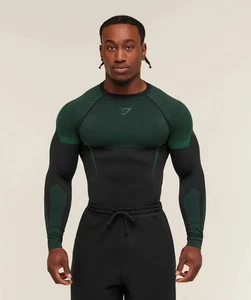 Gymshark Onyx 5.0 Seamless T-Shirt Black Lift Green LANGARM XL Extra Large - Bild 1 von 1