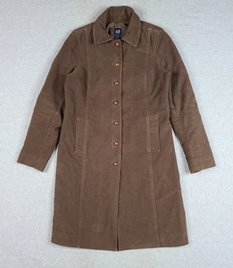 GAP Womens Coat Medium Vintage Brushed Cotton 3/4 Length Brown Soft GUC - Picture 1 of 14
