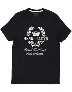 HENRI LLOYD Mens Regular Graphic T-Shirt Top Medium Navy Blue Cotton CP02 - Picture 1 of 3