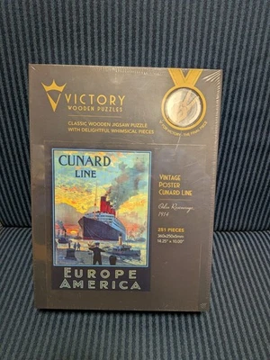 Rompecabezas de madera Victory - Póster vintage línea Cunard - 251 piezas selladas Foto 1 de 4