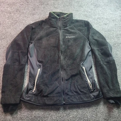 Jaqueta de lã Columbia feminina zíper completo pequena preta cinza roupa ativa ao ar livre - Imagem 1 de 4