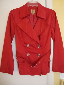 New Kasper Palm Beach Poppy Belted Double Breasted Raincoat Jacket Size 4 Petite - Picture 1 of 5