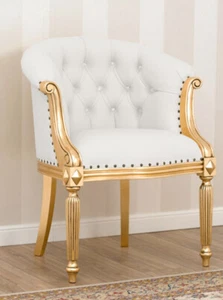Sessel Isabelle Viktorianisch Französischer Barock Stil Blattgold Kunstleder ... - Bild 1 von 4