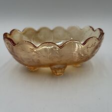 Vintage Jeannette Glass Floragold Iridescent Footed Trinket/Candy Dish 5 1/4”