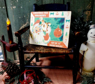 ANTIGUO VINTAGE MODERNO ESTILO RETRO SANTA ÁRBOL DE NAVIDAD BULBOS ADORNO SIGNO RUDOLFO Foto 1 de 4