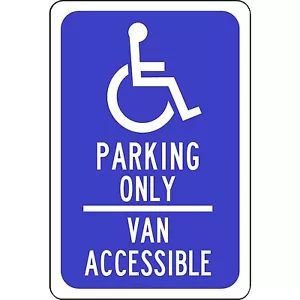 handicap parking only van accessible 8" x 12" Aluminum Sign made USA - Picture 1 of 1