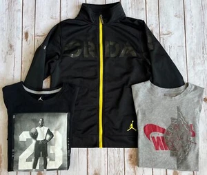 NIKE AIR JORDAN 3 PIECE LOT T-SHIRTS JACKET JUMPMAN BLACK GRAY YOUTH LARGE EUC - Picture 1 of 12