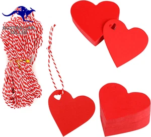 150 PCS Valentine Red Gift Tags,Heart Shaped Kraft Paper Hanging Tags with Twine - Picture 1 of 12