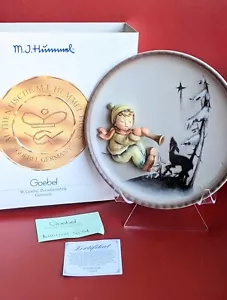 1996 Four Seasons PLATE HUMMEL Winter HUM #296 NIB 3D Boy Horn Deer - Picture 1 of 9