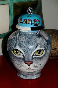 Individuelle Denkmal KERAMIK KLEINE Haustierurne für KATZEN Asche Tabby jedes Tier Ihr Haustier - Bild 1 von 1