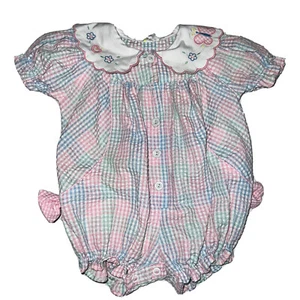 Mameluco Burbuja De Colección 3-6 Meses Rosa Azul Verde Cuadros Bordados Arcos - Imagen 1 de 10