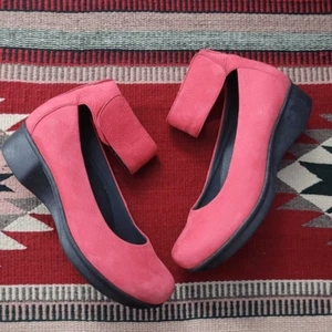 Zapatos de cuña Dansko Lulu Mary Jane talla 38 7,5-8 rojo cereza nobuck gamuza correa al tobillo - Imagen 1 de 7