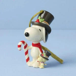 LENOX 2025 Peanuts SNOOPY & Woodstock with Candy Cane Christmas ORNAMENT 896793 - Picture 1 of 2