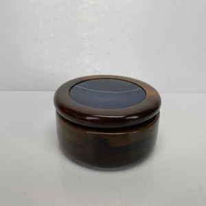 Trinket Box Vintage Wood Stone Lid Handmade Jewelry Stash Engagement Ring Box - Picture 1 of 12