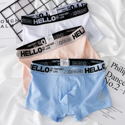 3Pack Mid-waist Panties Breathable Men's Cotton Boxer Briefs Elastic Underwear - Image 1 of 4