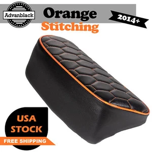 Cobra Small Backrest Pad With Orange Custom Stitching for 2014+ Harley - Picture 1 of 13