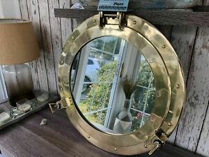 12" Brass Porthole Mirror Nautical Wall Decor Large Working Ship Cabin Window