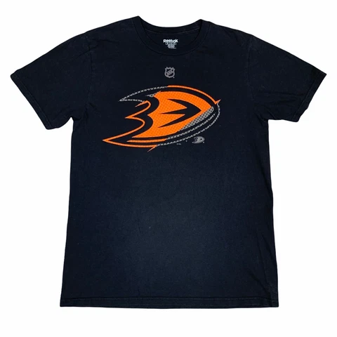 Anaheim Ducks Shirt Mens Medium Black Orange Ryan Getzlaf Reebok NHL Hockey Cover
