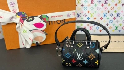 全新 Micro Speedy Louis Vuitton x Takashi Murakami 黑色 多色 M02459 纳米 — 第 1/4 张图片