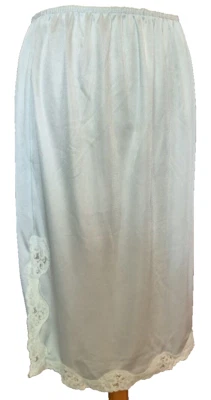 UK Nylon Vintage Retro Rock XS / S Unterrock Halb Slip Satin & Spitze Hell Grün - Bild 1 von 4