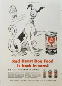 1947 Red Heart comida para perros anuncio vintage Napoleones feliz por esto - Imagen 1 de 1