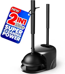 Toilet Plunger and Brush, Silicone Brush Heavy Duty Black - Picture 1 of 7