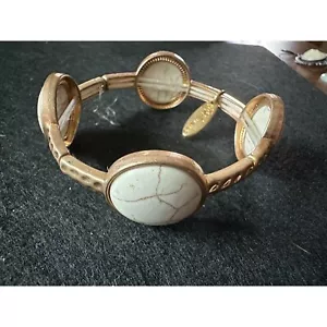 Bracciale Elastico Elastico Plunder Design Lucille Crema Marmorizzato Tono Oro - Foto 1 di 6