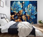 3D Golden Blue Flowers I7559 Photo Blockout Curtain Fabric Window Erin 2023