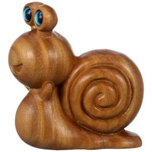 1PC Wood Carved Small Snail Statue Tabletop Mini Wooden Animal Decor Wood Snail - Picture 1 of 11