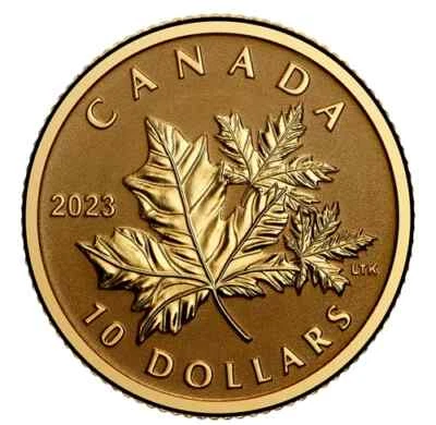 EVERLASTING MAPLE LEAF 2023 CANADA 1/20oz .9999 Pure 24k Gold Bullion $10 Coin - Image 1 of 4