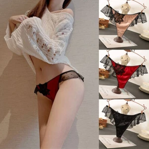 Satin Lace Mesh Underwear Sexy Body Flower Lady Women Underwear T-Back - Picture 1 of 16