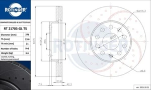 2x Rotinger Graphite Front Sport Brake Disc - Audi A3 Seat Leon RT 21703-GL T5 - Picture 1 of 2