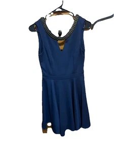 XOXO Dress Women Embellished Sleeveless Fit & Flare Open Back Blue Size M - Picture 1 of 3
