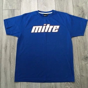 Mitre Shirt Large Mens Blue Cotton Polyester 00s Sports Spell Out Logo - Picture 1 of 9